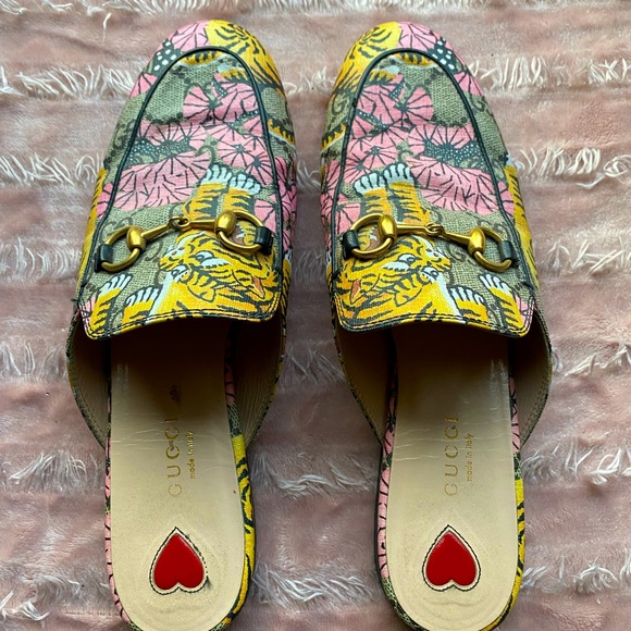 Gucci Princetown Horsebit Bengal Tiger Lily Monogram Loafer Mule - Picture 2 of 7